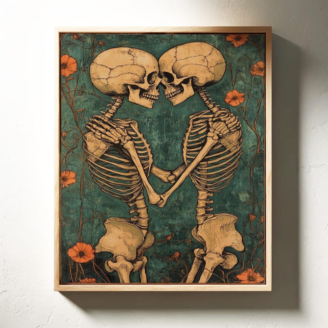 Kissing Skeletons Gothic Romance Halloween Skeleton Art Poster - Image 6