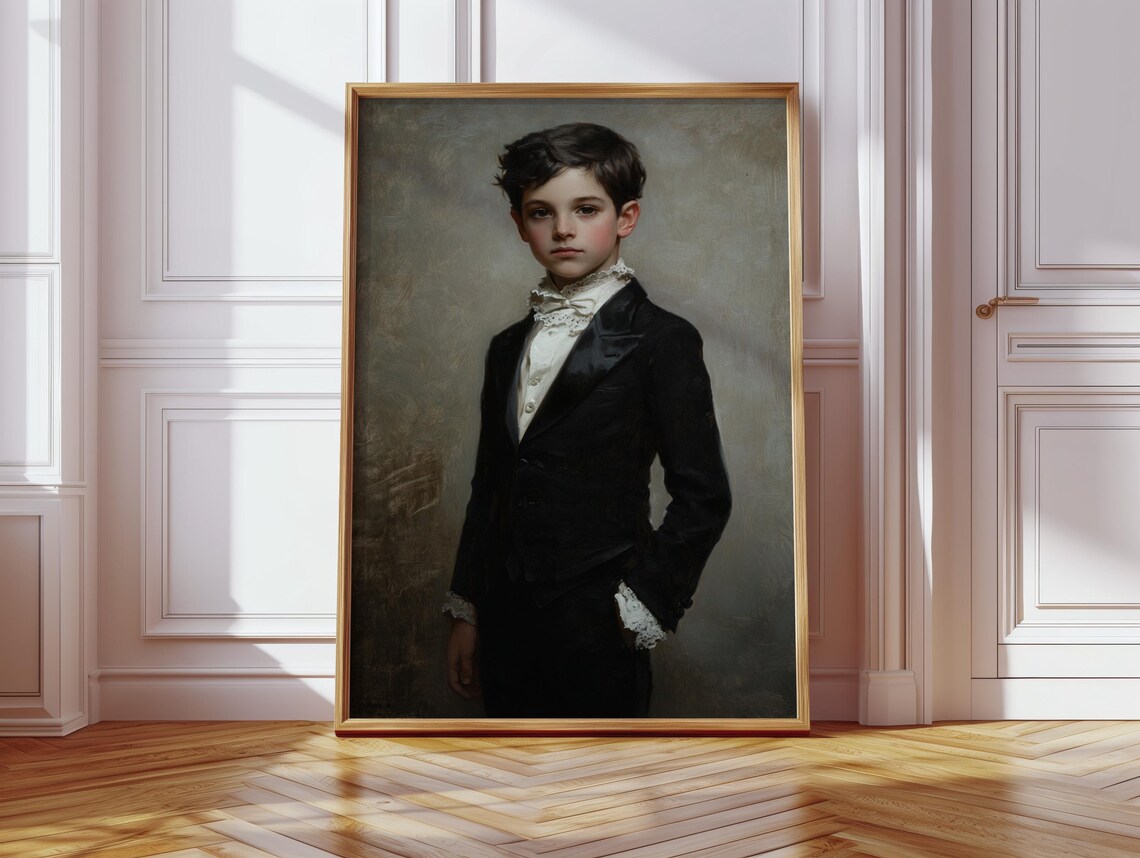 Elegant Victorian Boy Portrait Classic Vintage Suit Art Poster