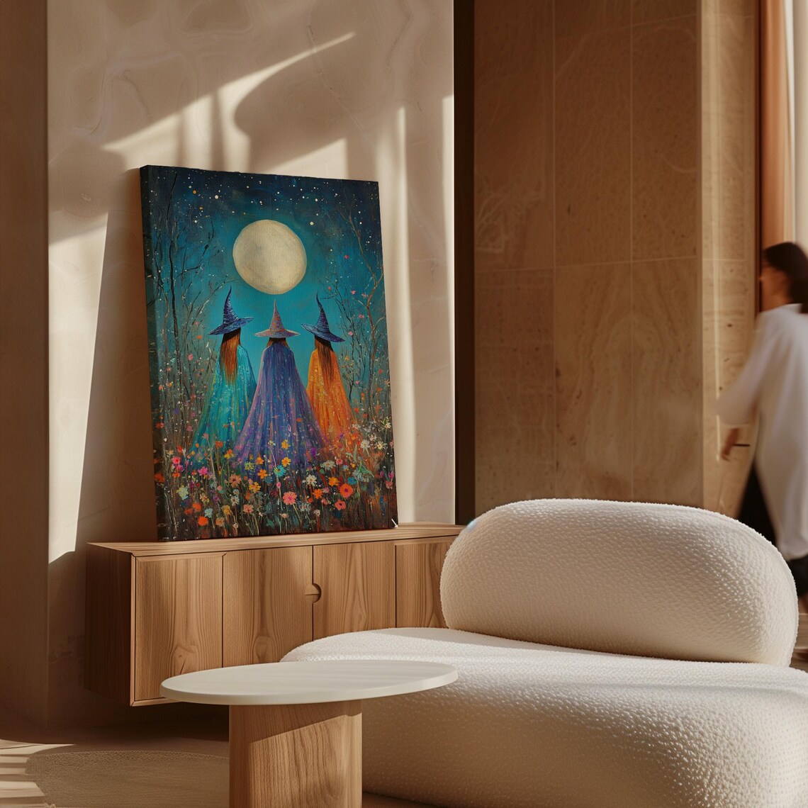 Three Witches Gazing at the Full Moon in a Wildflower Meadow Poster - Image 5