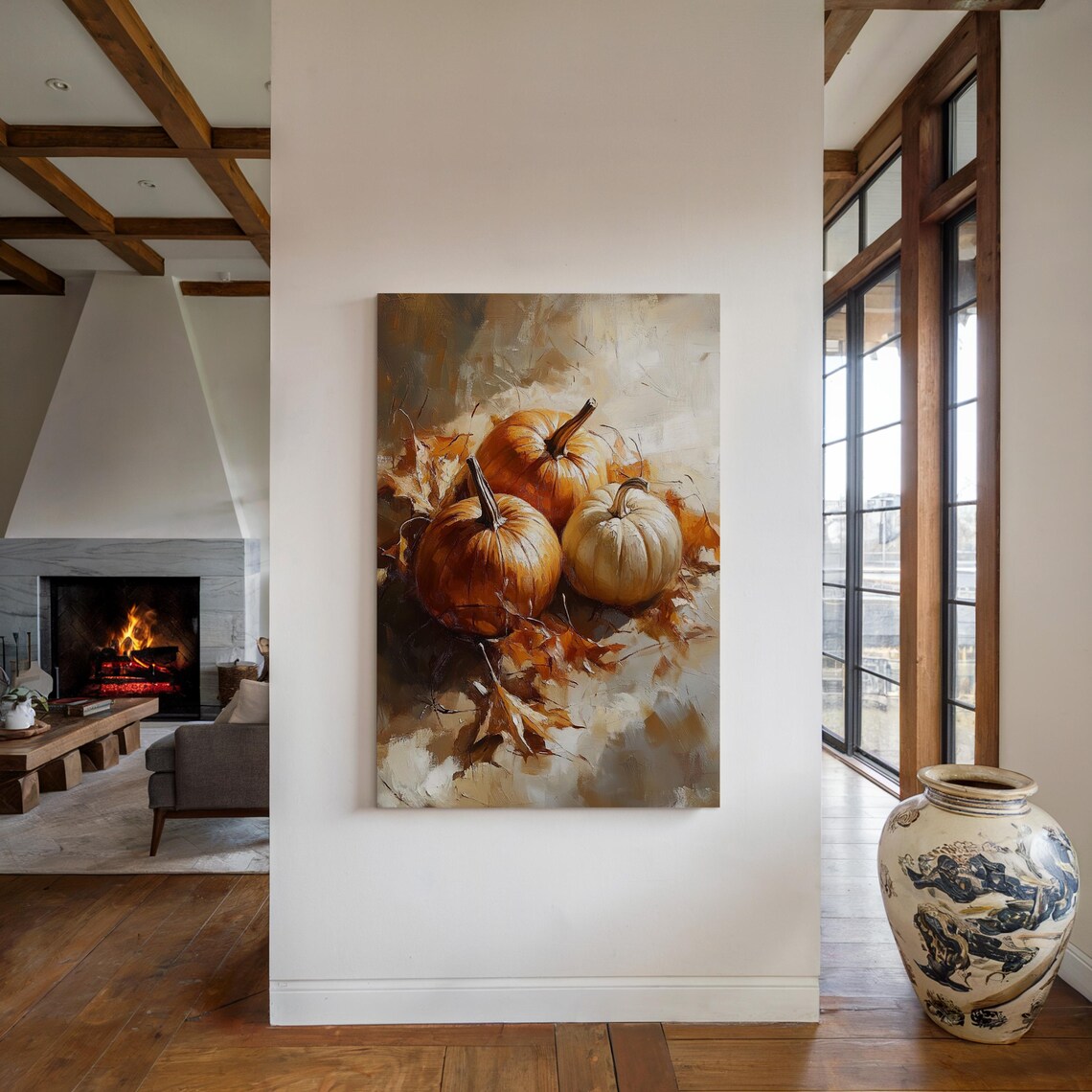 Autumn Pumpkins And Leaves Rustic Fall Art Print - Image 6