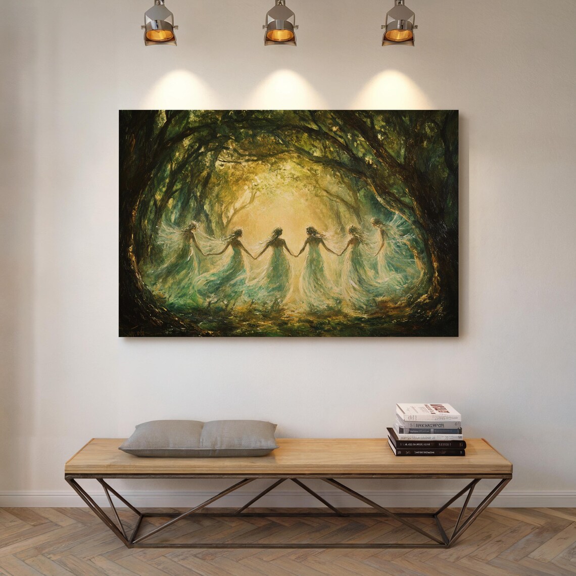 Ethereal Fairies Dancing in Moonlit Forest Art Print - Image 5