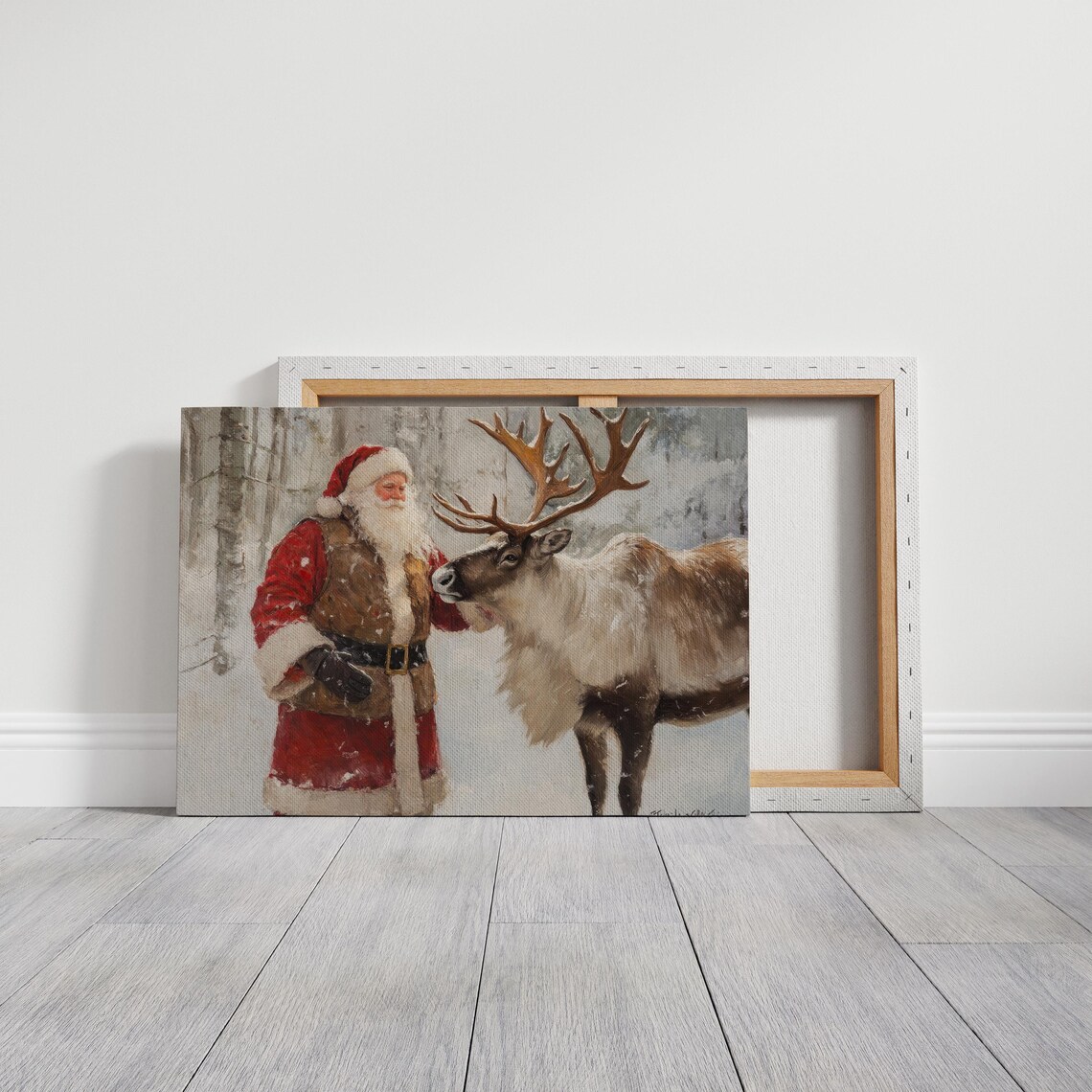 Rustic Santas Reindeer Christmas Cottagecore Art Print - Image 7