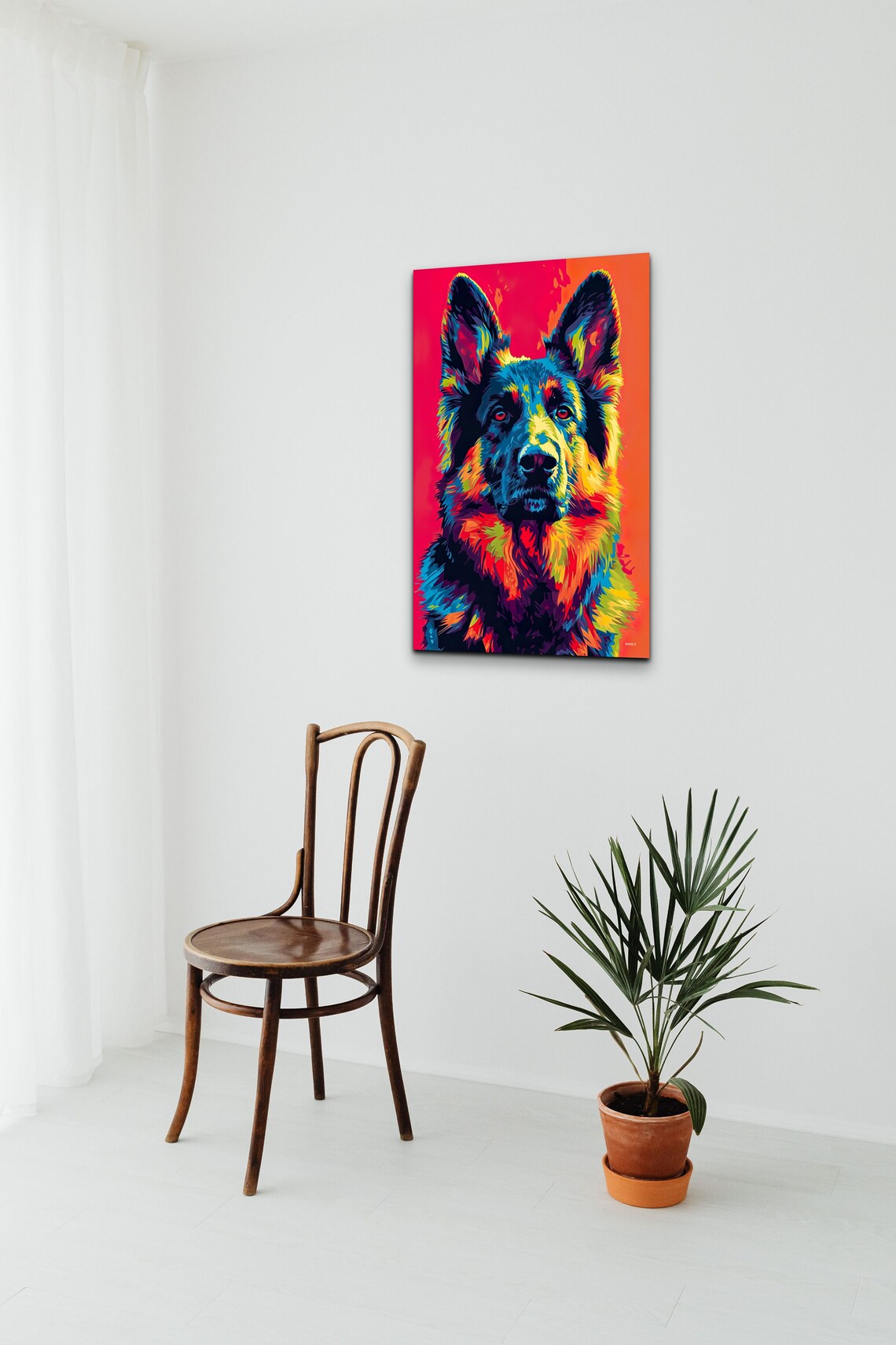 German Shepherd Portrait in Vivid Rainbow Neon Pop Art Style Poster - Image 5