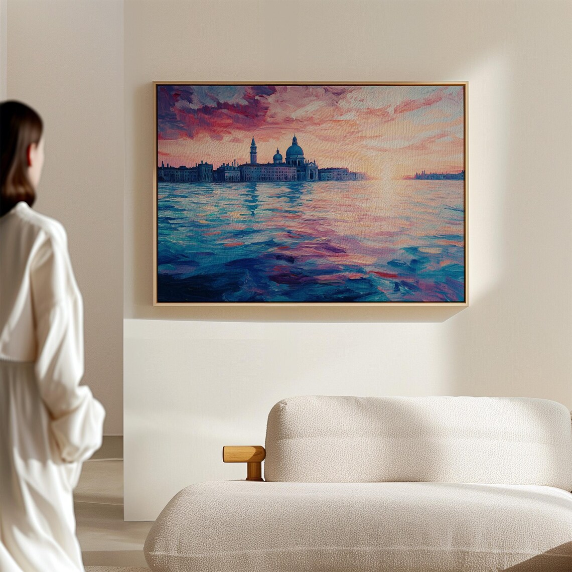 Venetian Pink Sunset Lagoon Domes Impressionist Painting Poster - Image 7