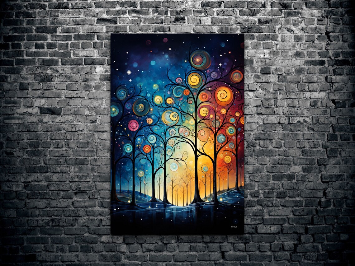 Colorful Tree Wall Art, Twisted Branches Art Print - Image 4