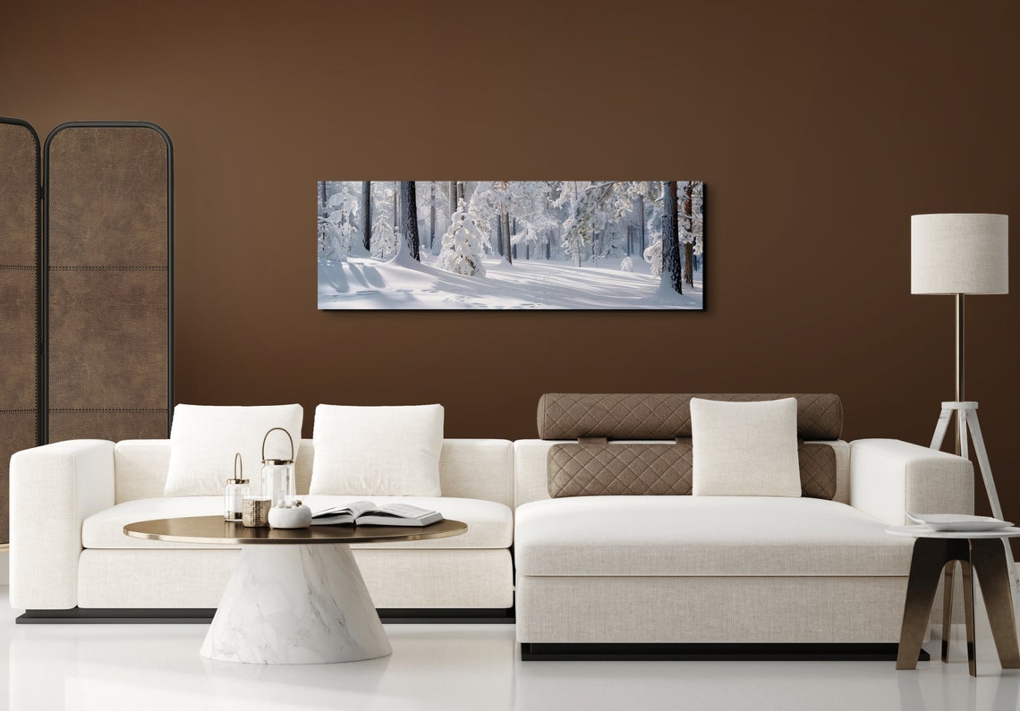 Snowy Pine Forest In Winter Sunlight Panoramic Nature Poster - Image 5