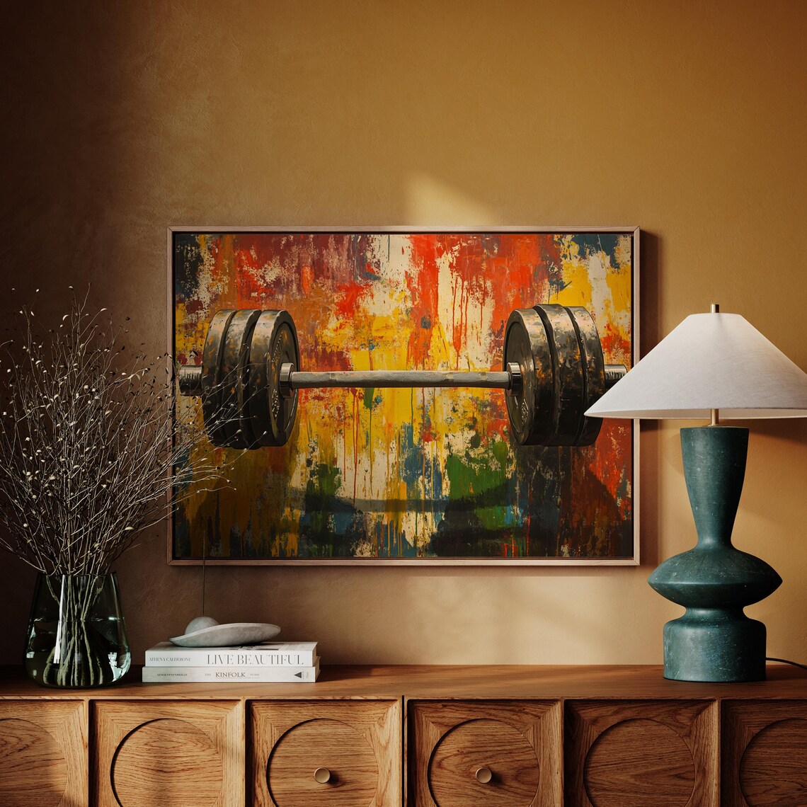 Barbell Abstract Colorful Weightlifting Art Fitness Gym Workout Poster - Image 4