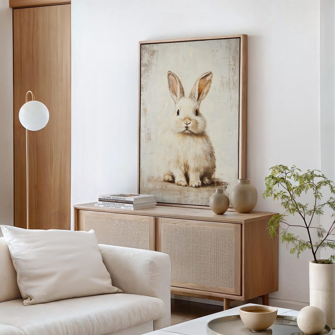 White Rabbit Portrait Distressed Vintage Animal Nursery Poster - Image 5