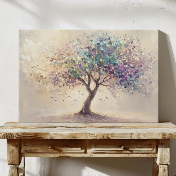 Abstract Pastel Tree Wall Art Nature Inspired Hangable Painting For Modern Home Dcor