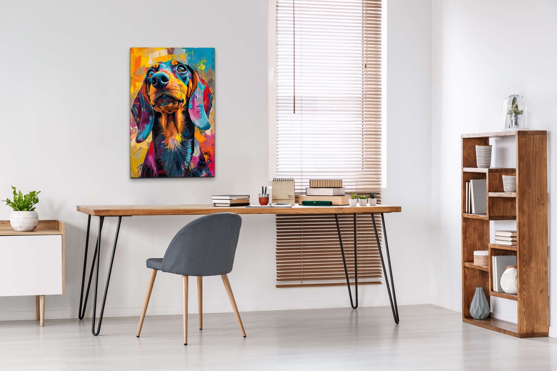 Dachshund Close Up Portrait in Colorful Abstract Pop Art Style Poster - Image 6