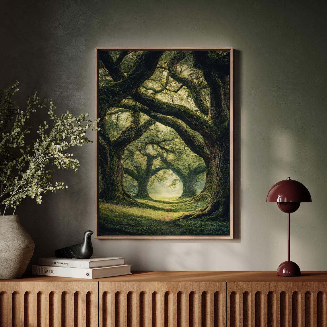 Ancient Mossy Oak Trees Forming Natural Arch Mystical Forest Wall Art - Image 5