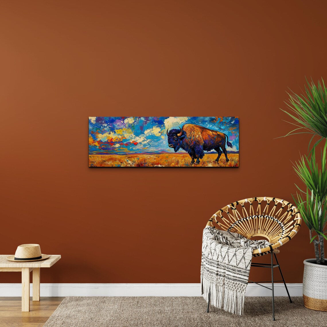 Panoramic Bison Buffalo Landscape Art Print - Image 4