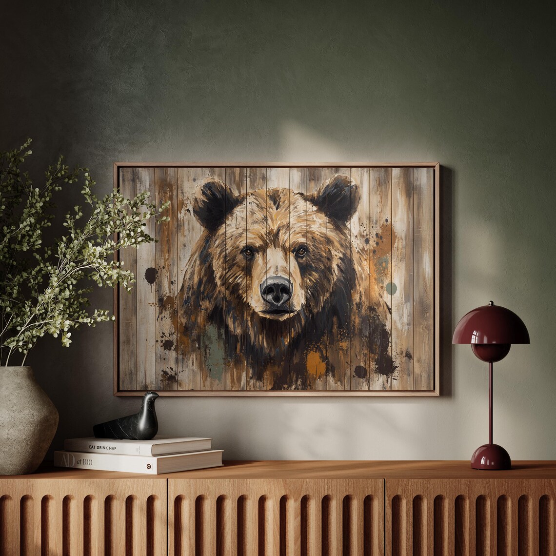 Rustic Bear Portrait, Wildlife Home Decor - Image 4