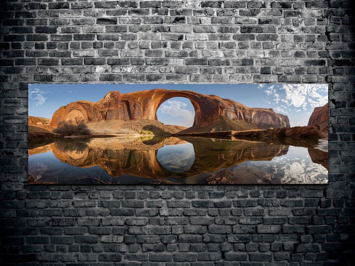 Rainbow Bridge Utah Arch Reflected in Still Desert Water Poster - Image 2