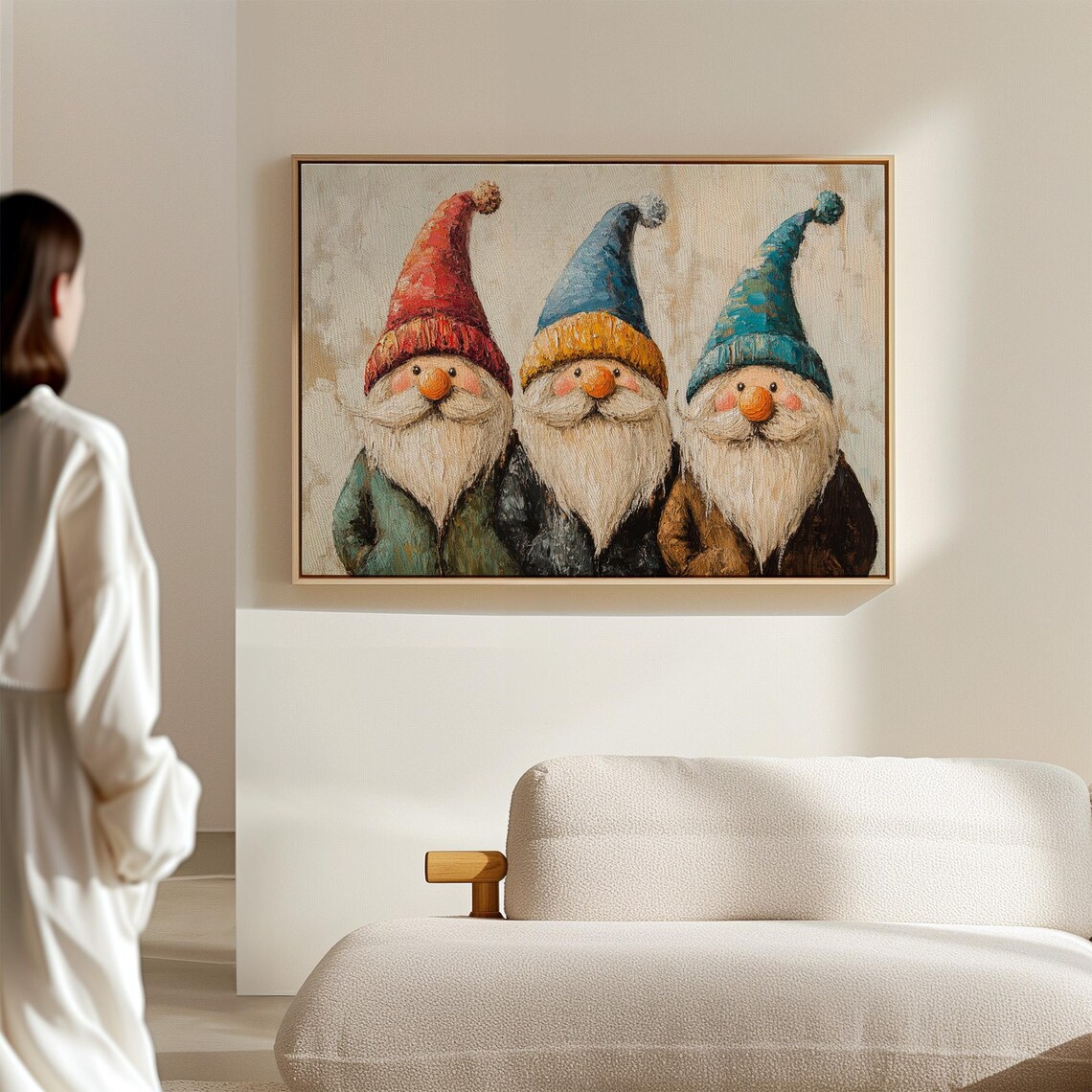 Three Cute Christmas Gnomes In Colorful Hats Whimsical Holiday Poster - Image 7