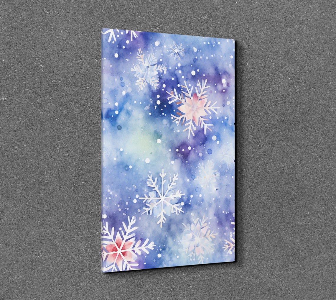 Watercolor Snowflakes On Blue Winter Wonderland Artwork Poster - Image 6