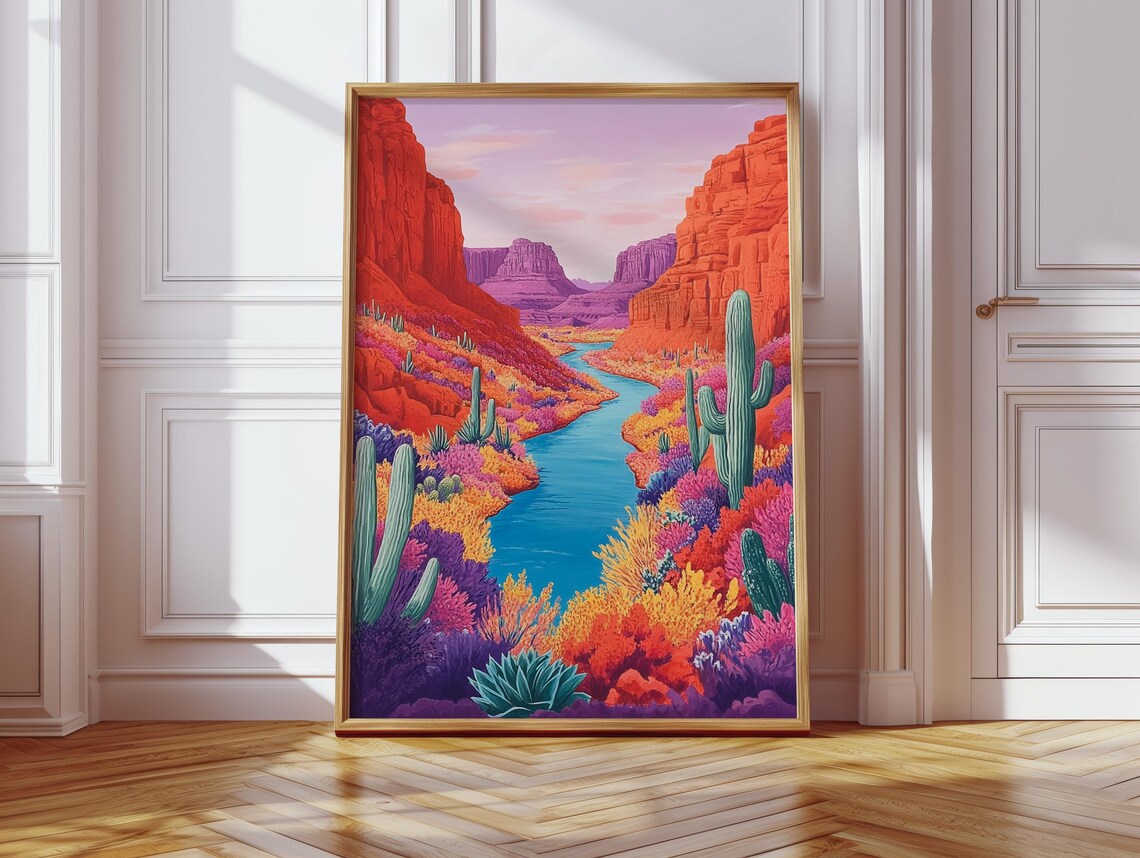 Desert Canyon River Art Print, Southwest Landscape - Image 4