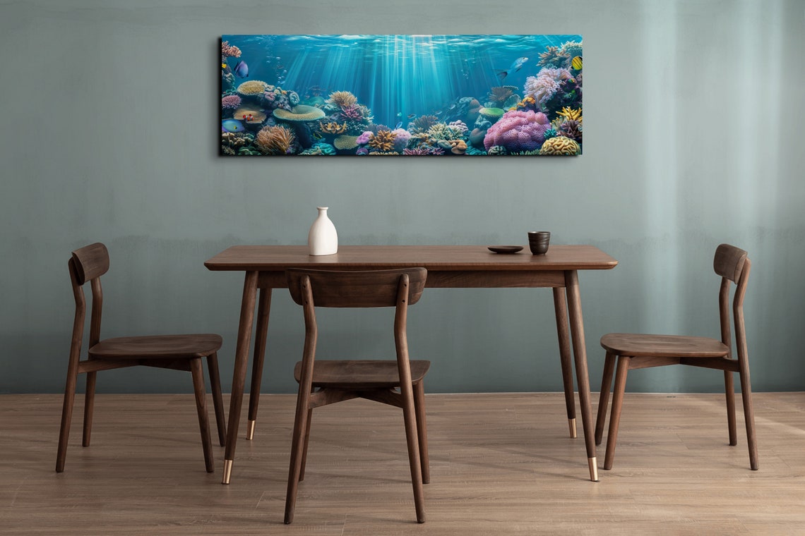 Underwater Coral Reef with Sunbeams and Tropical Fish Poster - Image 4