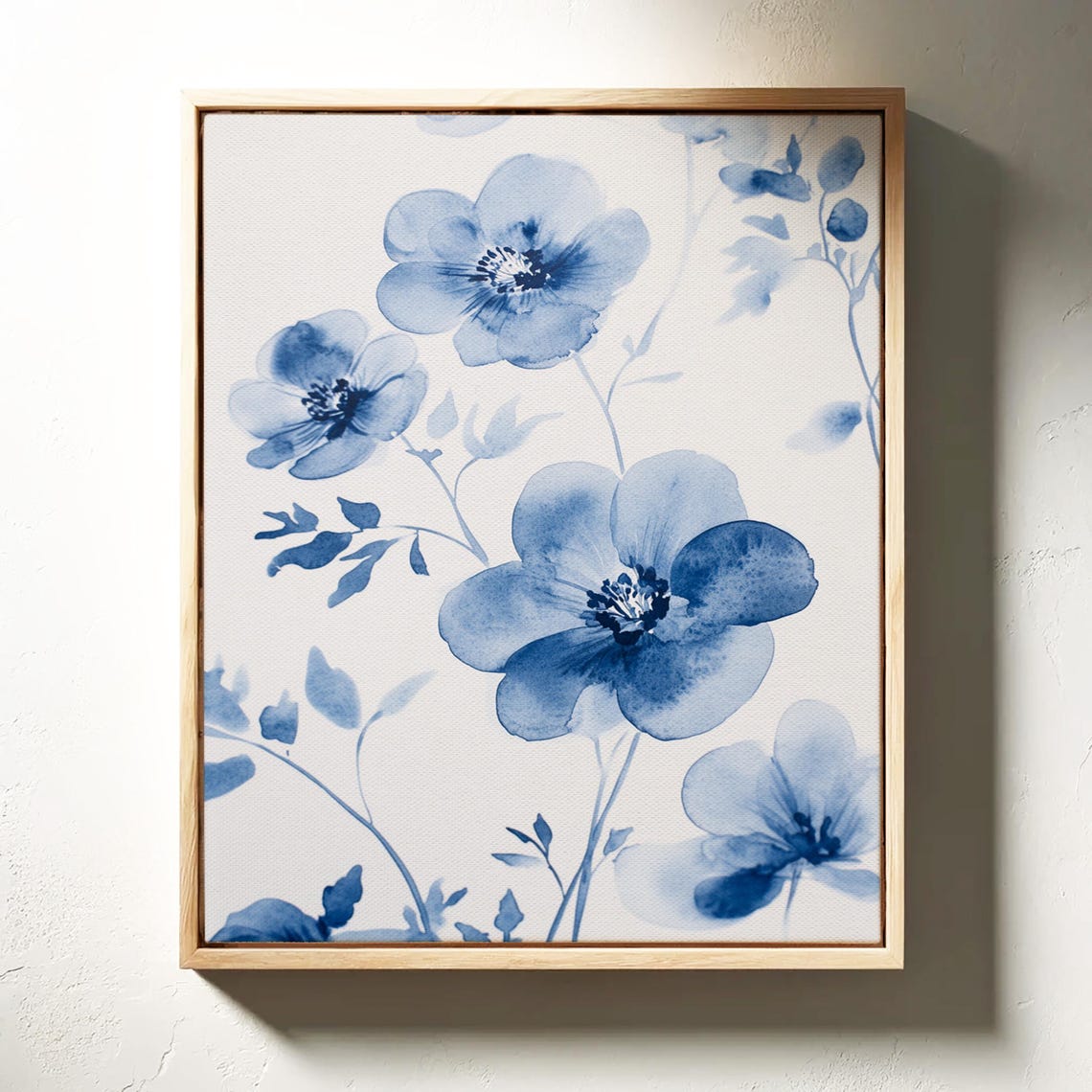 Minimalist Blue Floral Watercolor Large Blossoms Elegant Modern Poster - Image 4