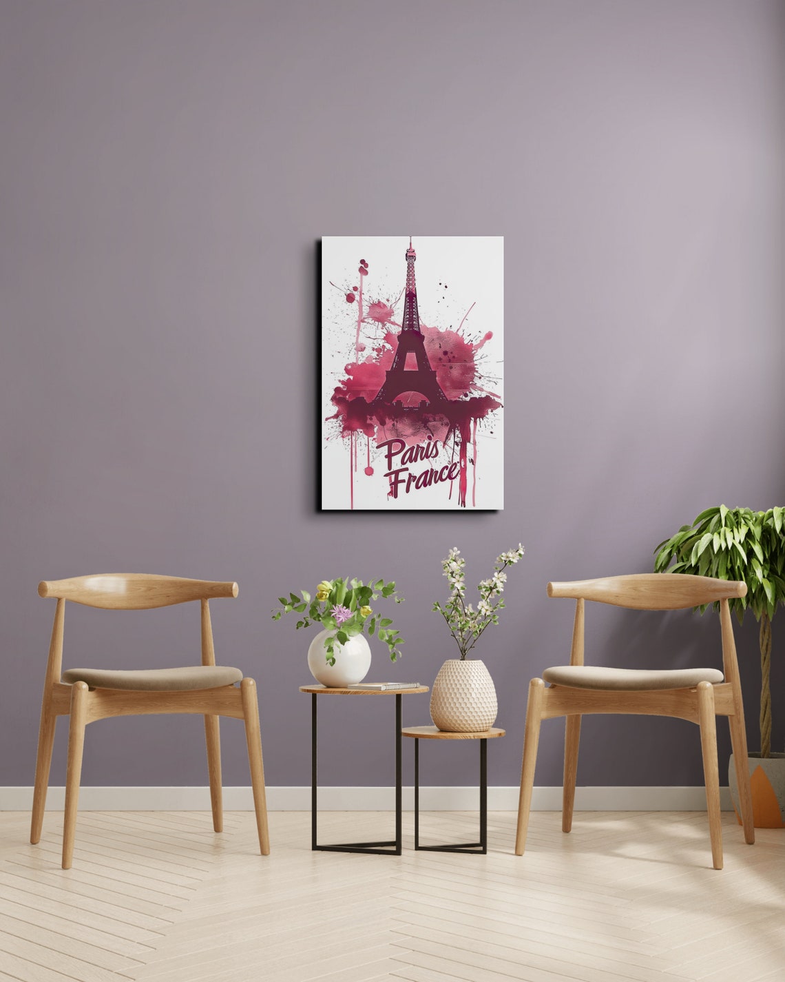 Pink Watercolor Eiffel Tower With Paris France Script Art Poster - Image 7