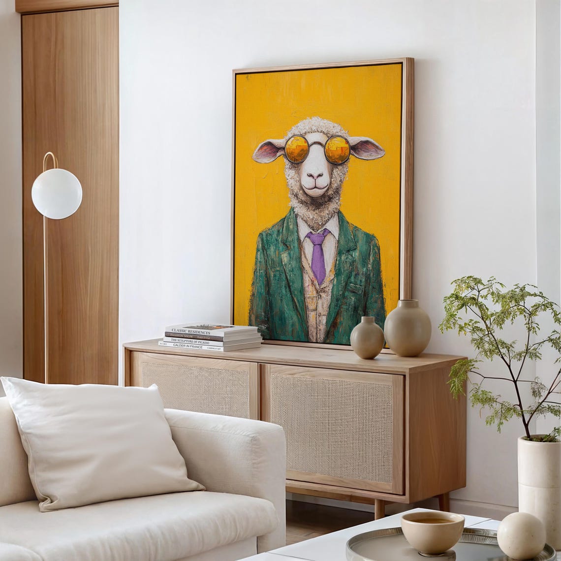 Cool Sheep in a Green Suit with Amber Sunglasses Fun Art Poster - Image 5