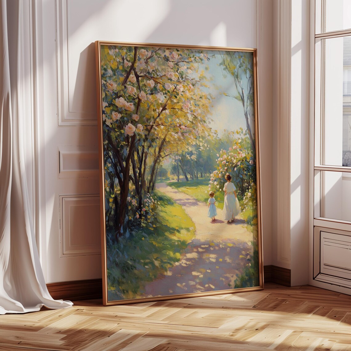 Mother and Child on Blossom Walkway Impressionist Garden Poster - Image 5