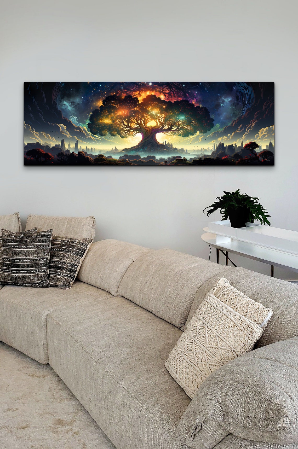 Glowing Tree of Life Beneath a Cosmic Starry Galaxy Sky Poster - Image 5