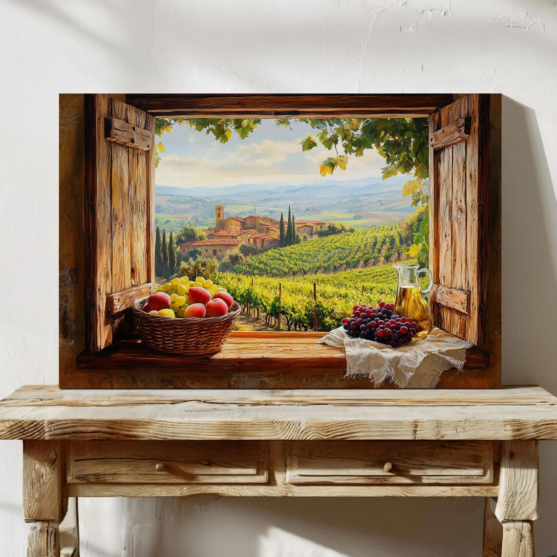 Tuscany Vineyard Window View, Rustic Italian Art Print - Image 4