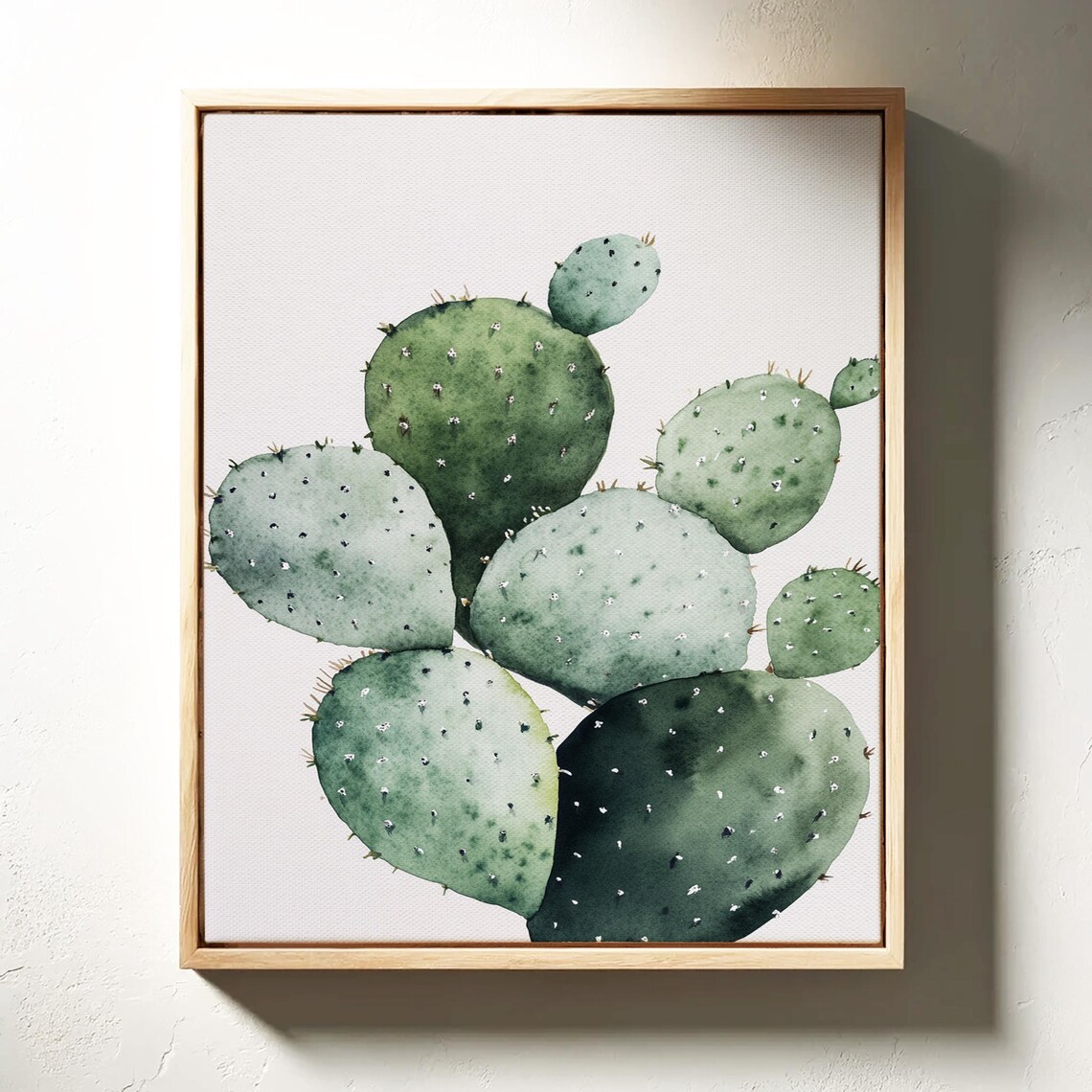Watercolor Prickly Pear Cactus, Minimalist Botanical - Image 2