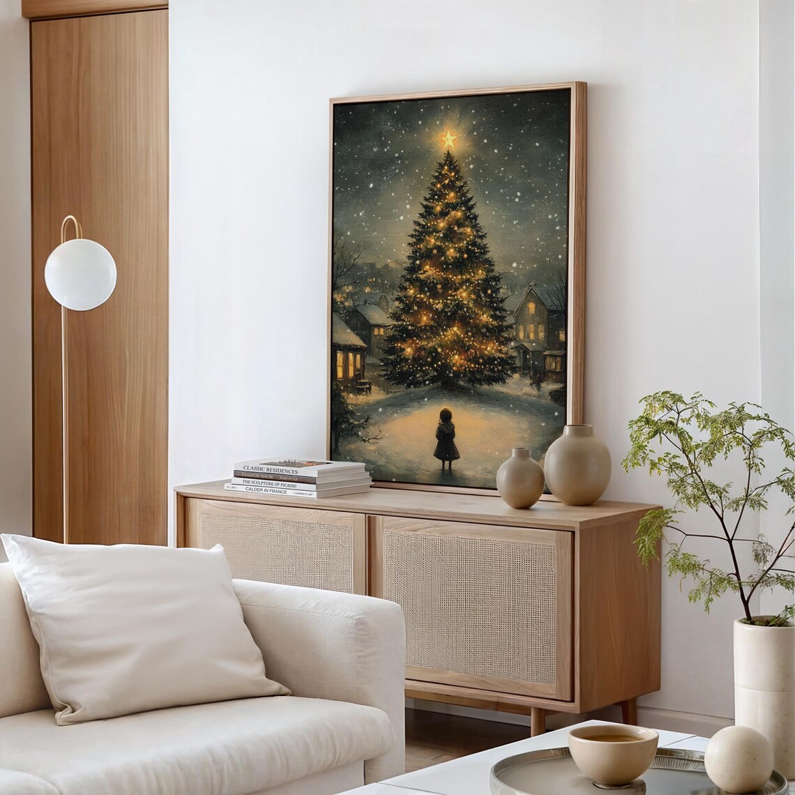 Cozy Christmas Tree Art, Festive Winter Night - Image 6