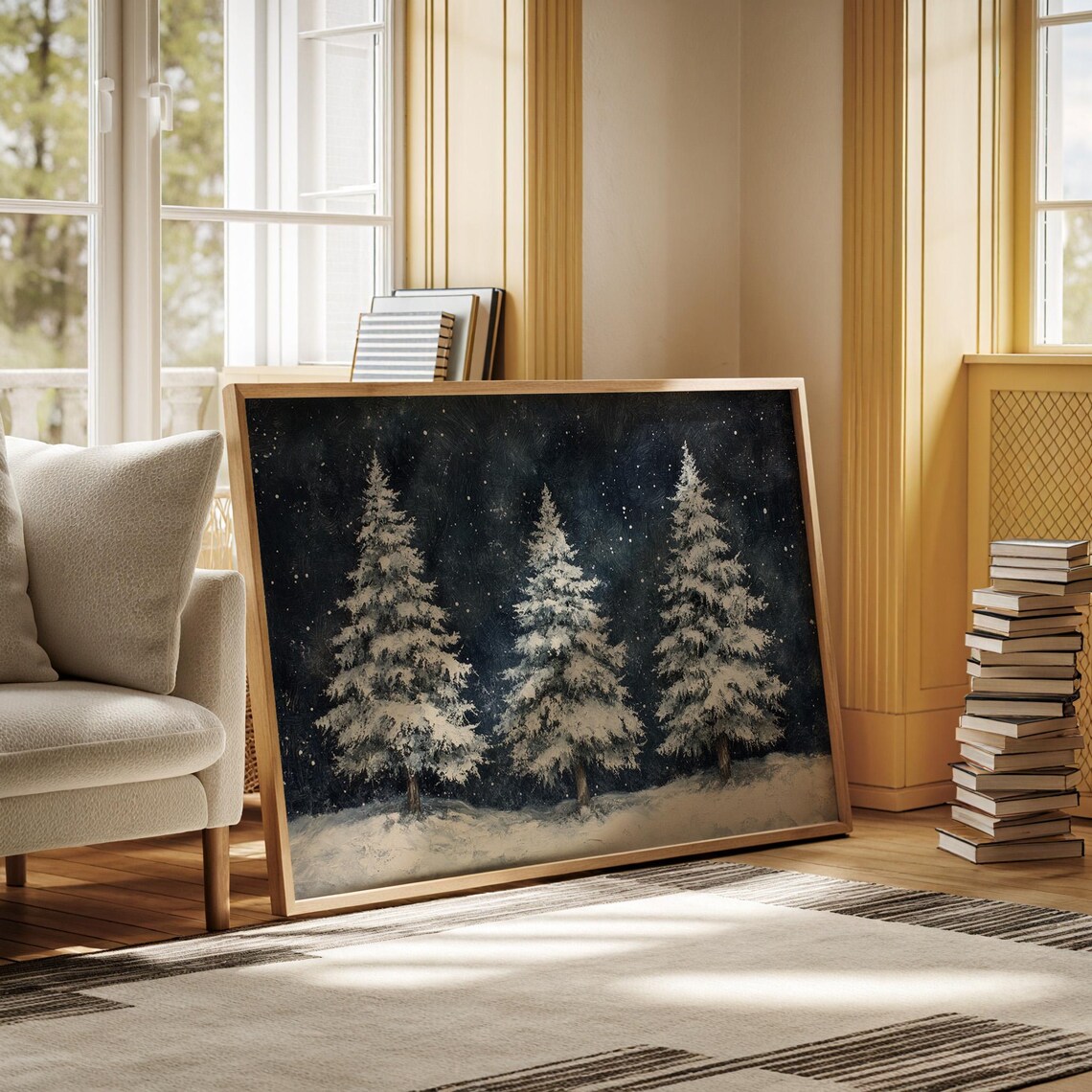 Winter Snowy Trees Art Print, Tranquil Forest Scene - Image 6