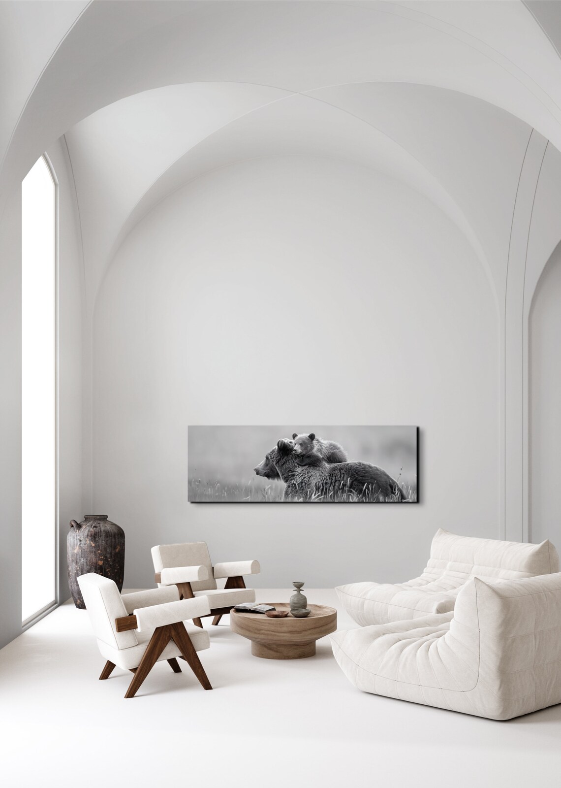 Mamma Bear Cub, Black And White Wall Art - Image 6