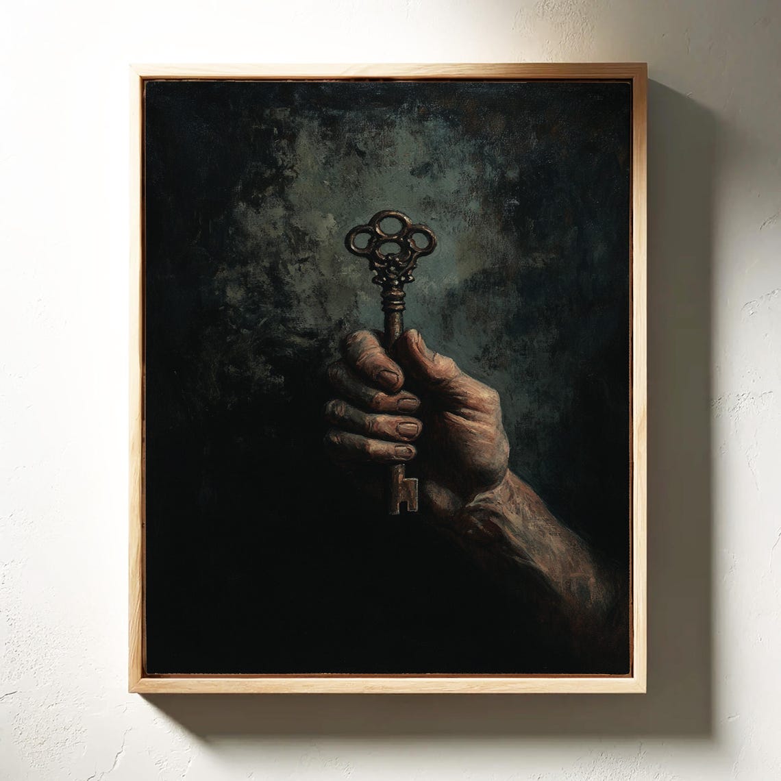 Hand Holding Skeleton Key Dark Gothic Vintage Mysterious Art Poster - Image 3