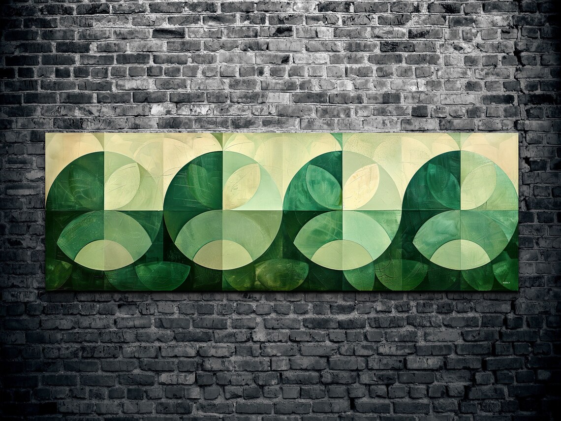 Panoramic Mid-Century Modern Boho Geometric Art Print - Image 2