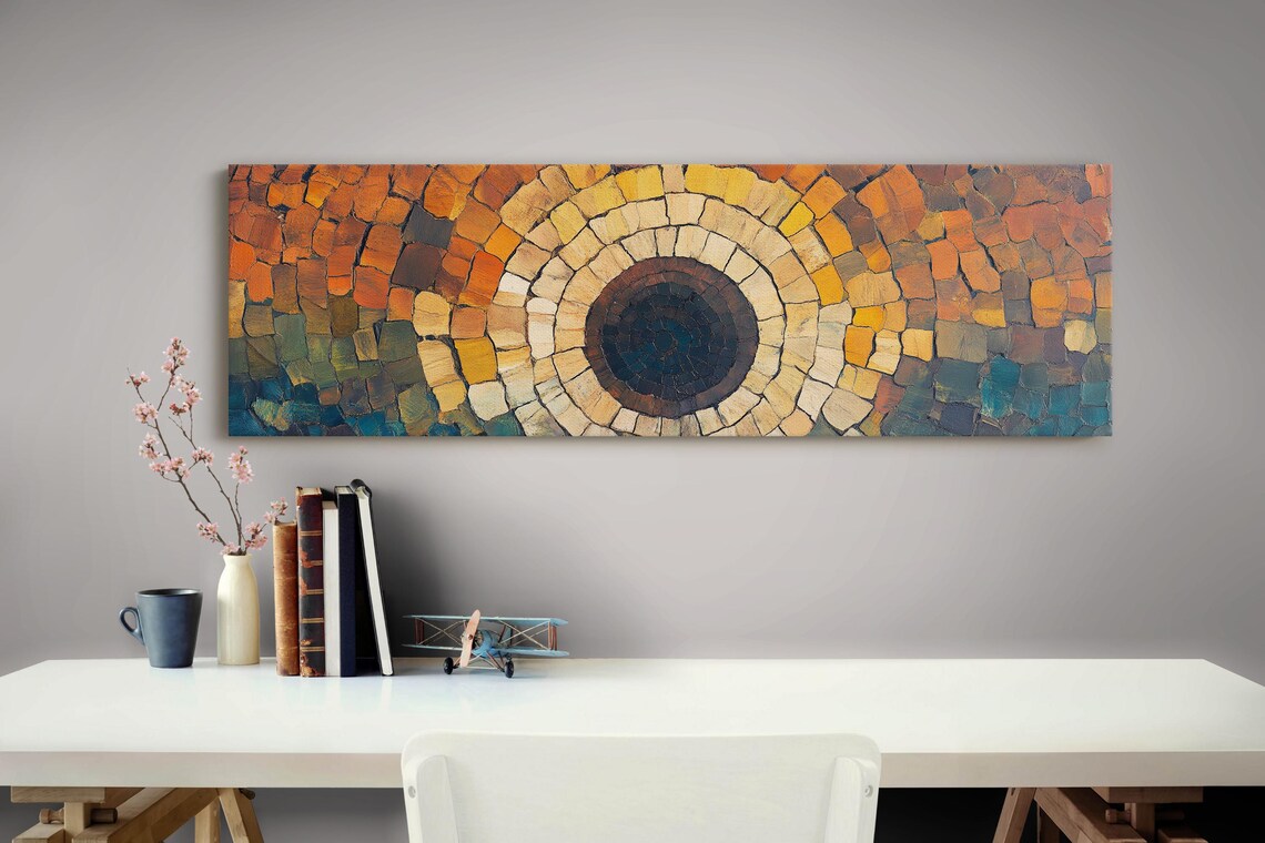 Stone Mosaic Concentric Circle Art Rustic Earthy Tones Poster - Image 4