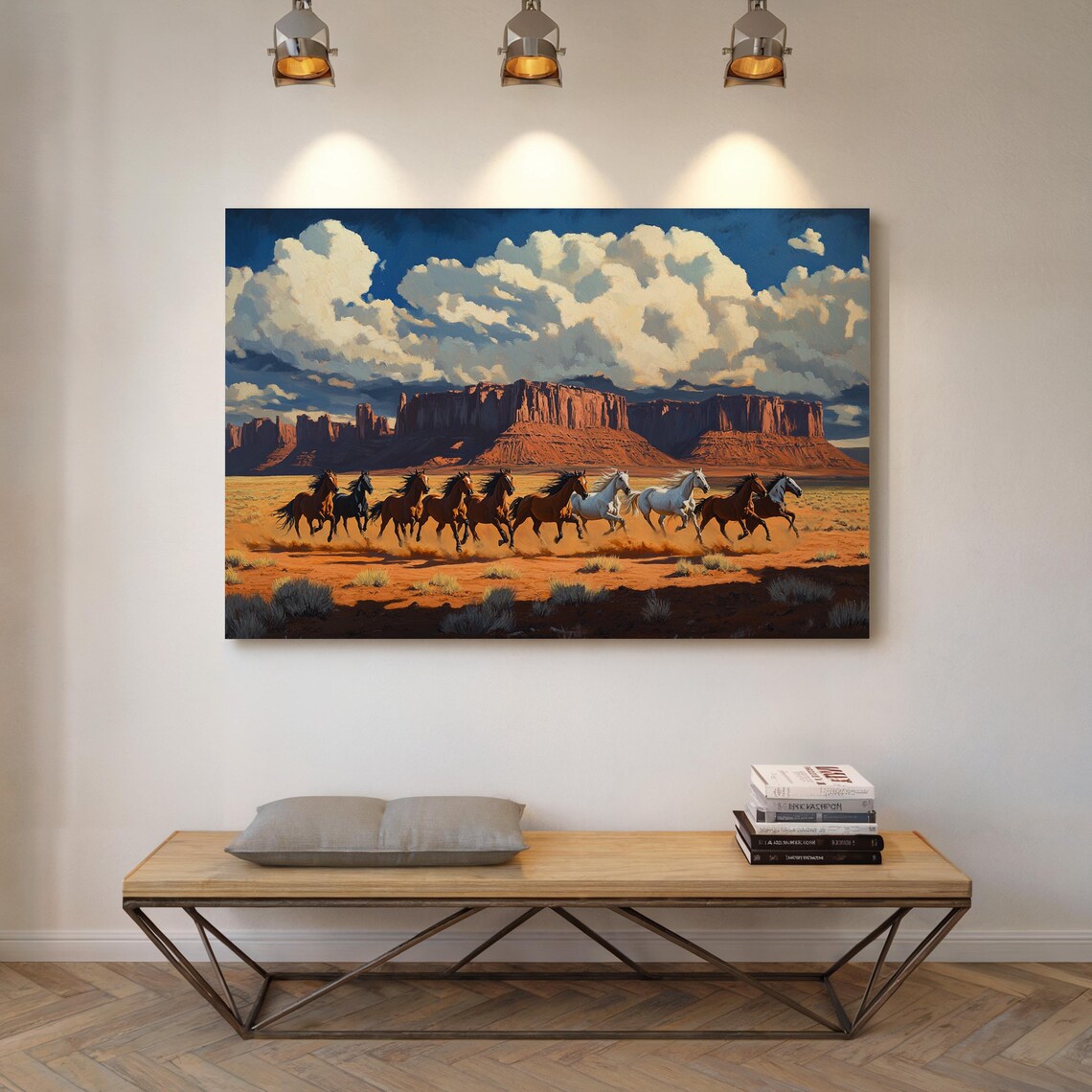 Wild Horses Galloping in Monument Valley Southwestern Art Poster - Image 5