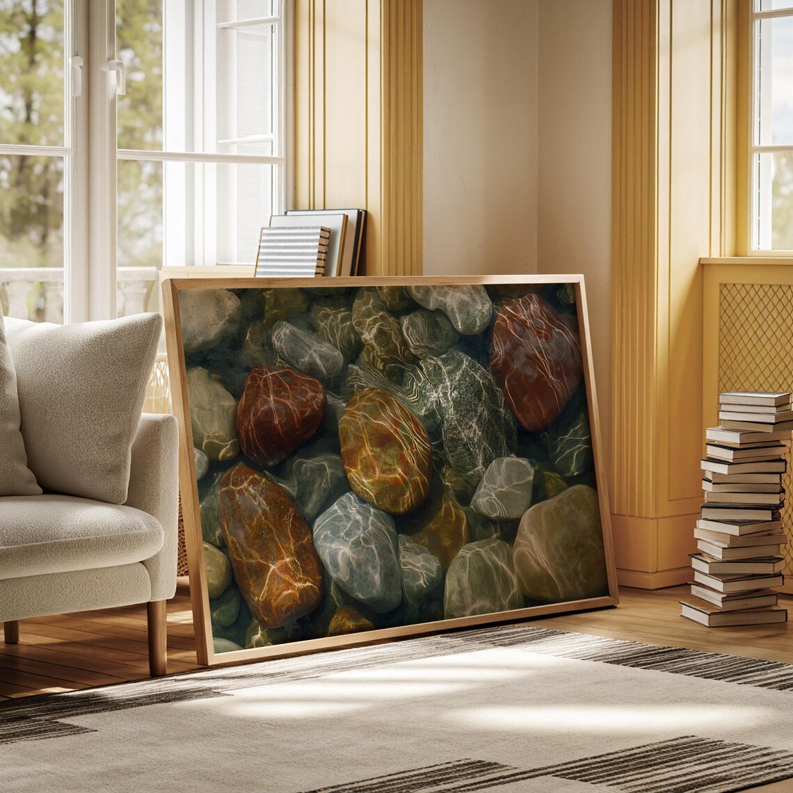 Tranquil Riverbed Stones, Nature Inspired Art Print - Image 5