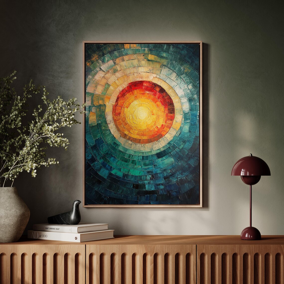 Abstract Sunburst Mosaic, Vibrant Modern Art Print - Image 2