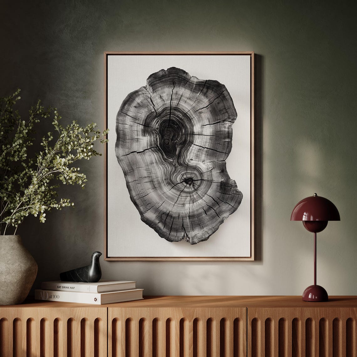 Black White Organic Tree Ring Minimal Botanical Scandi Art Poster - Image 4