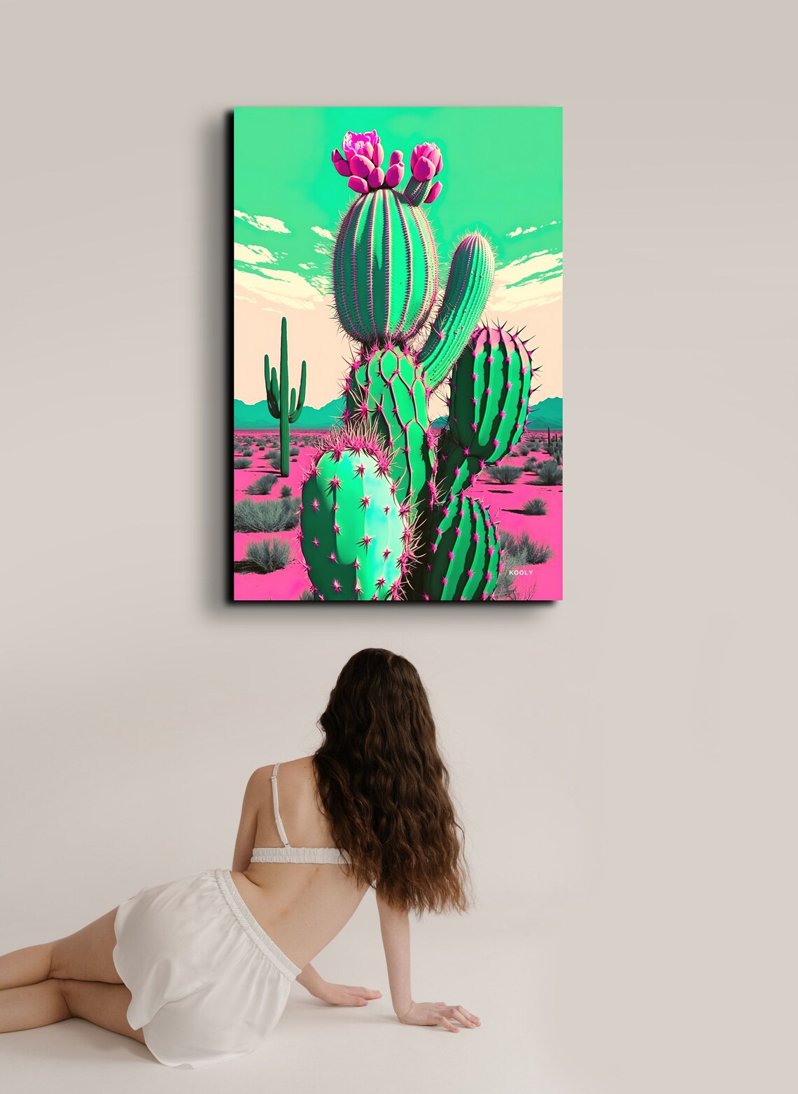 Neon Desert Cactus Pop Art Pink Green Southwest Bloom Poster - Image 4