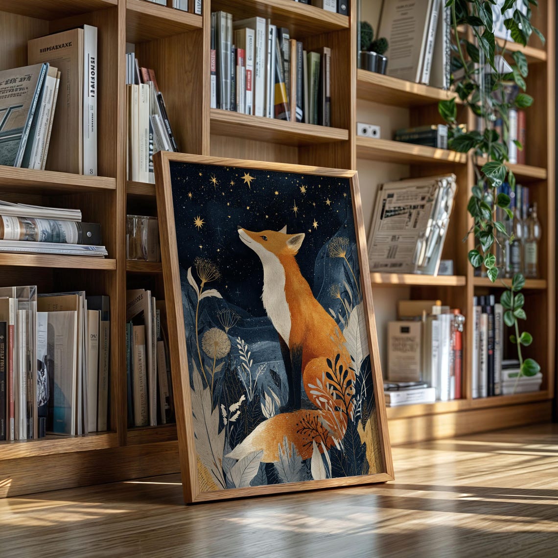 Fox Gazing At Stars In Night Sky