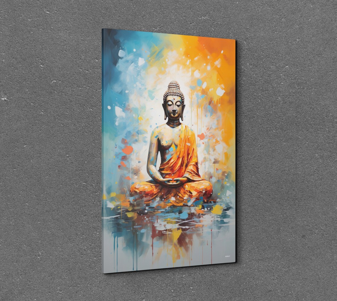 Buddha Meditating in Colorful Abstract Watercolor Splash Art Poster - Image 3