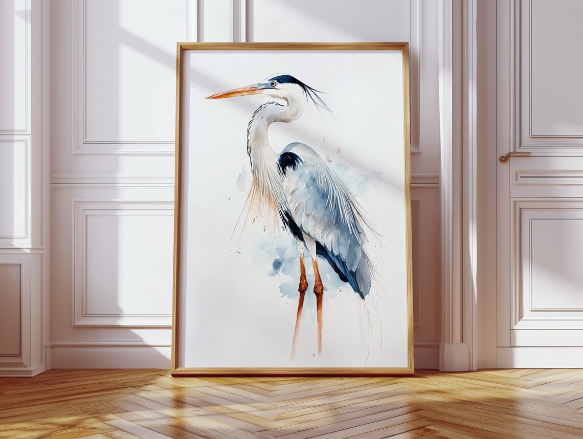 Great Blue Heron Watercolor, Bird Art Print - Image 3