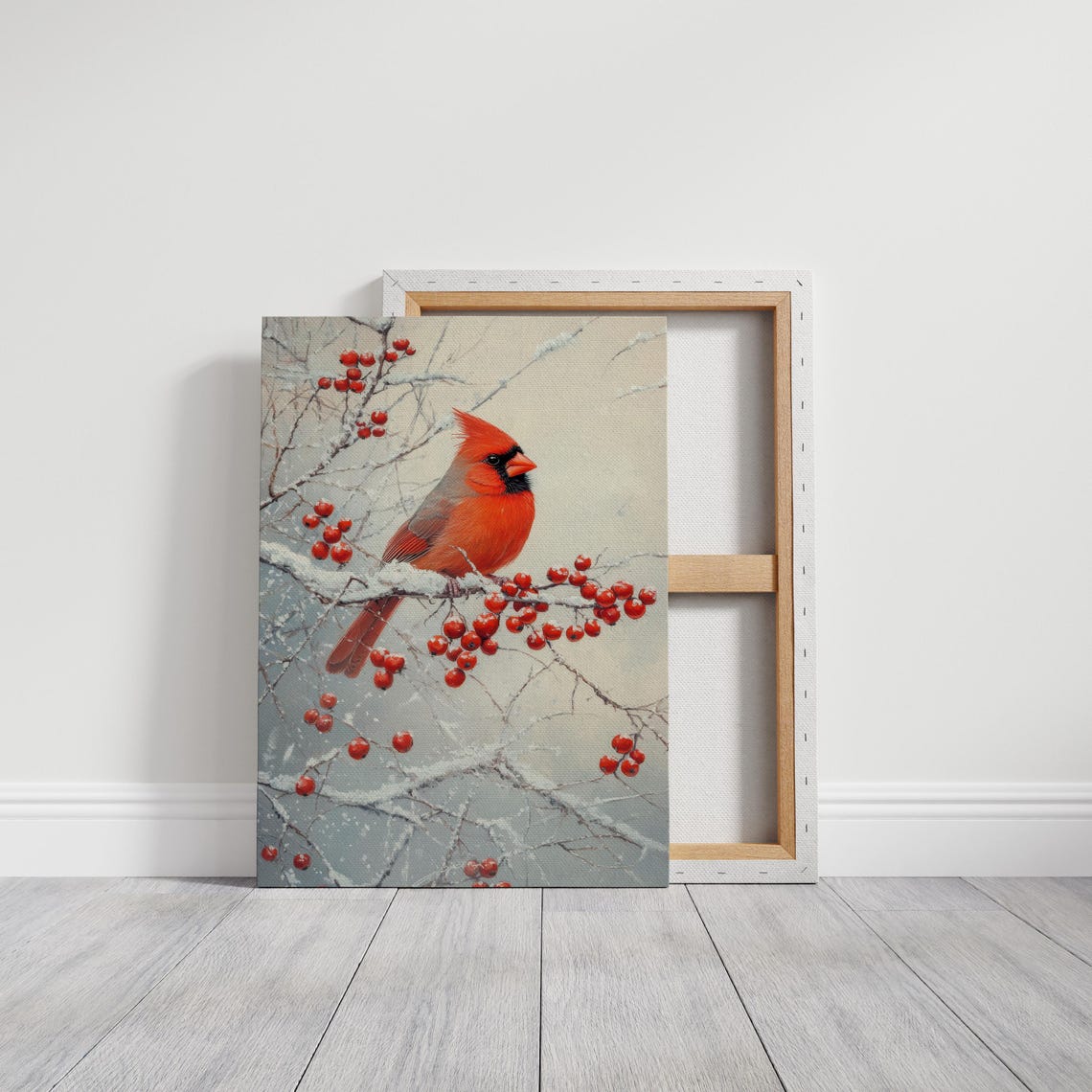 Northern Cardinal Winter Berries Snowy Bird Wildlife Art Print - Image 6