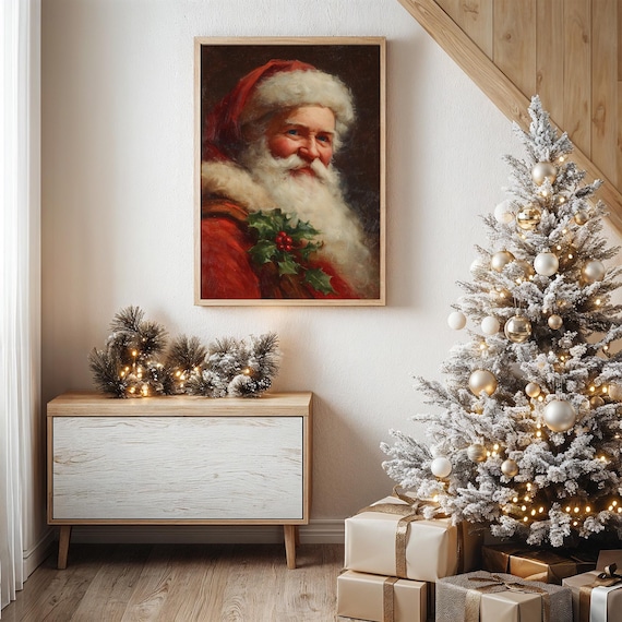 Classic Santa Portrait, Christmas Wall Art Print