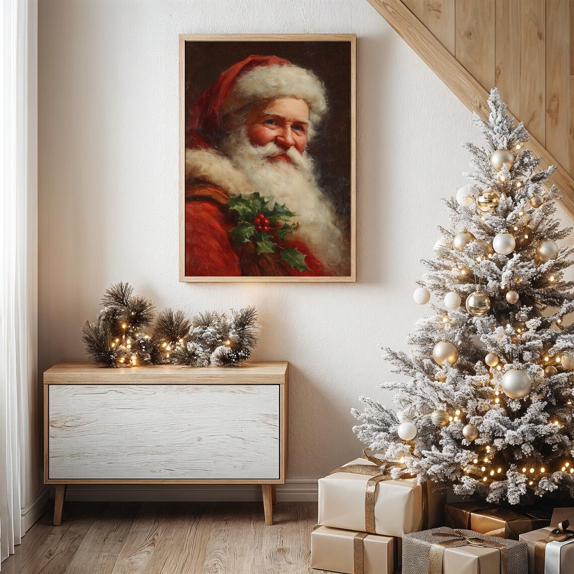 Classic Santa Portrait, Christmas Wall Art Print