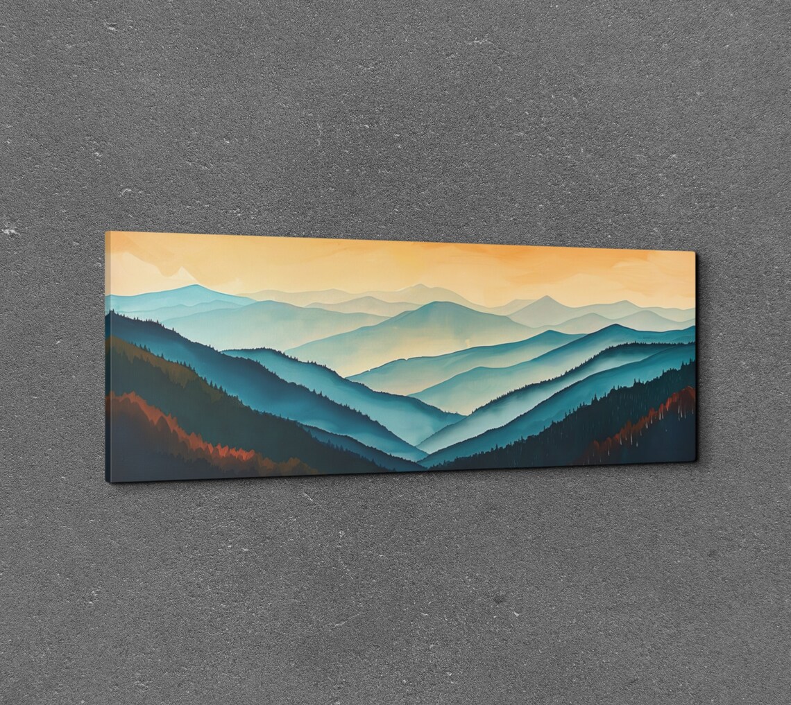 Smokey Mountain Mid-Century Modern Panoramic Art Print - Image 3