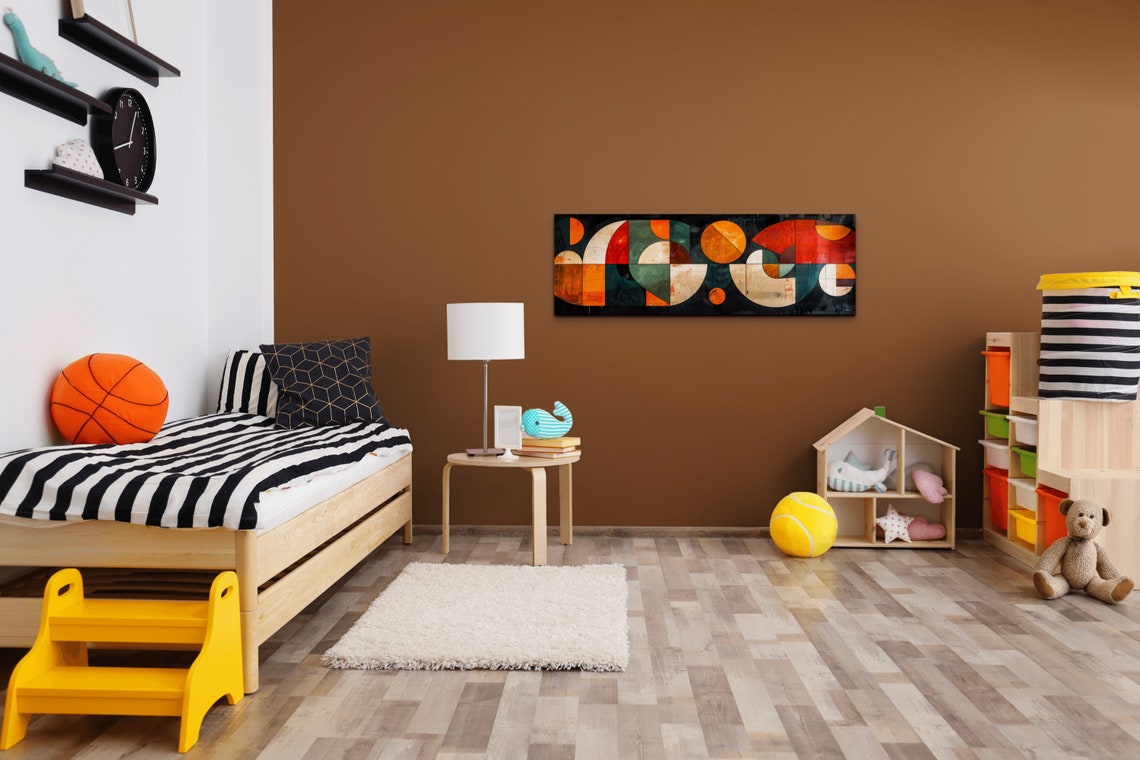 Bold Geometric Circles Mid Century Modern Abstract Warm Color Wall Art - Image 7