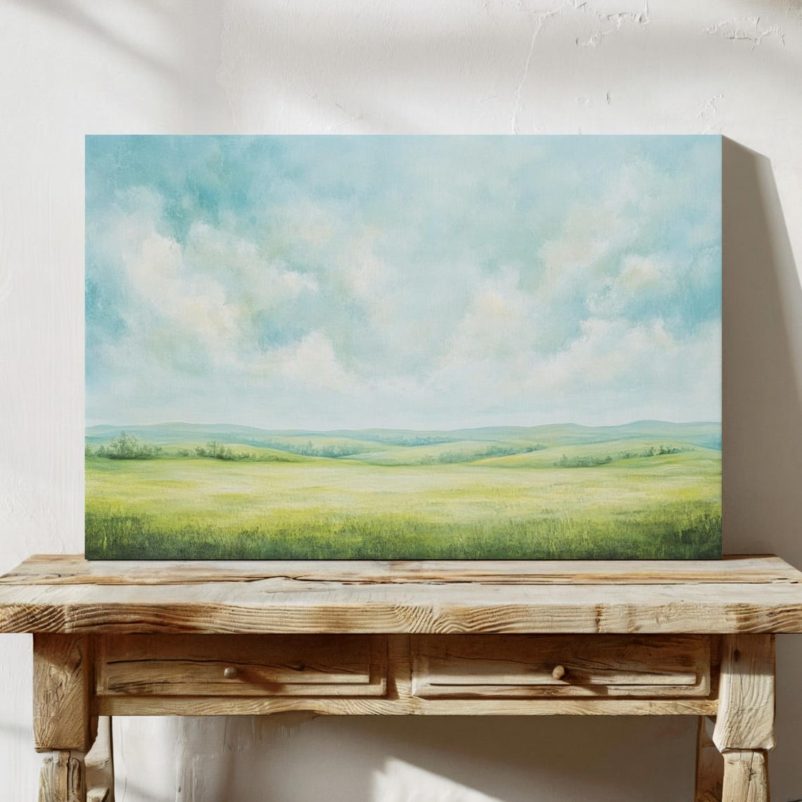 Serene Pastel Rolling Hills Under Soft Cloudy Sky Landscape Wall Art - Image 7