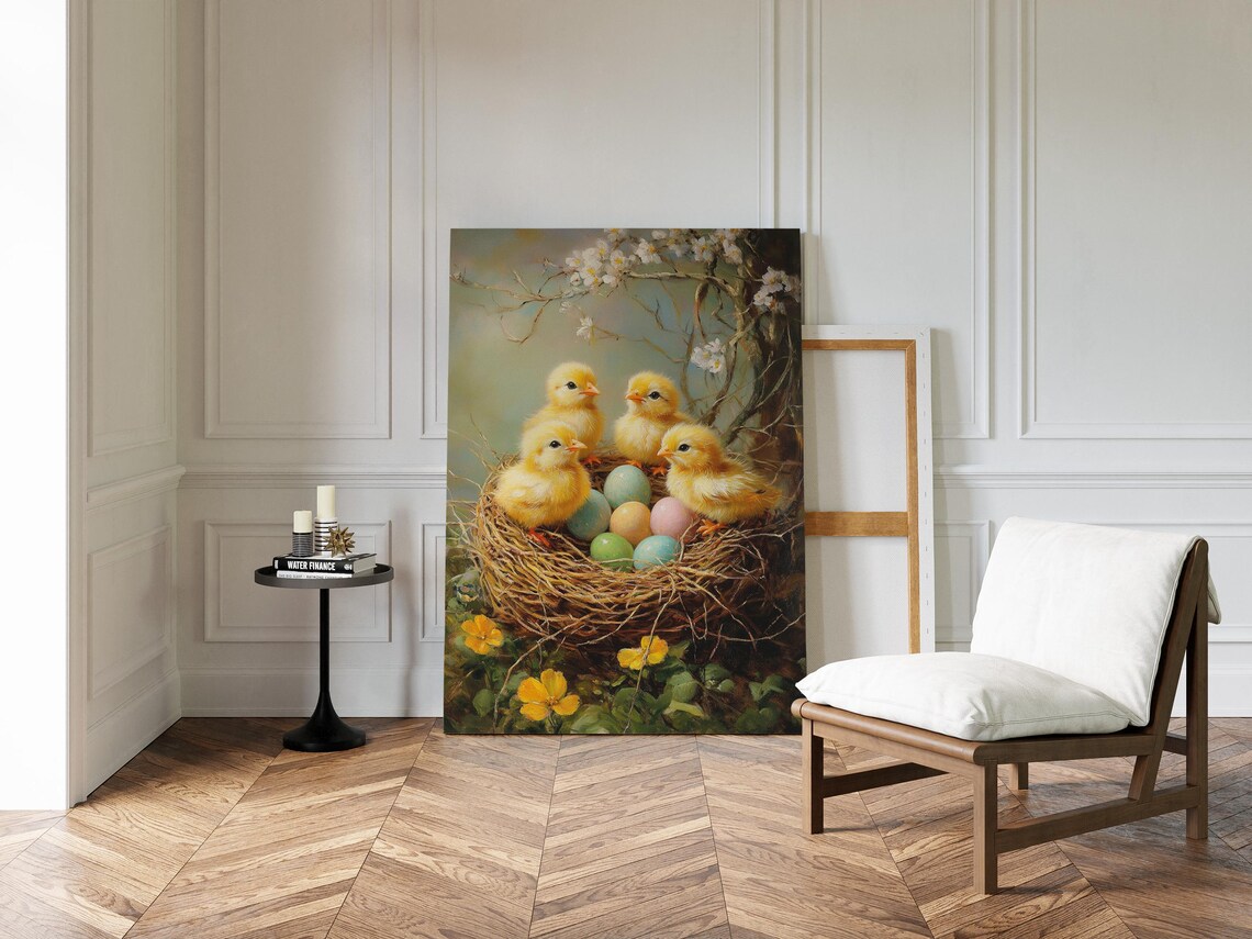 Baby Chicks With Easter Eggs Nest Art Print - Image 4